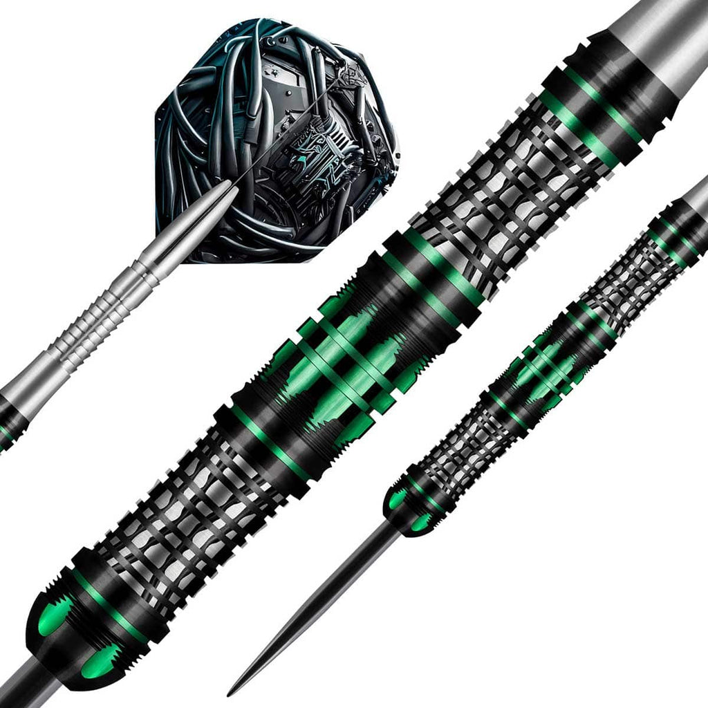 AI Cyberpunk Steel Tip Dart Set - 90% Tungsten Barrels