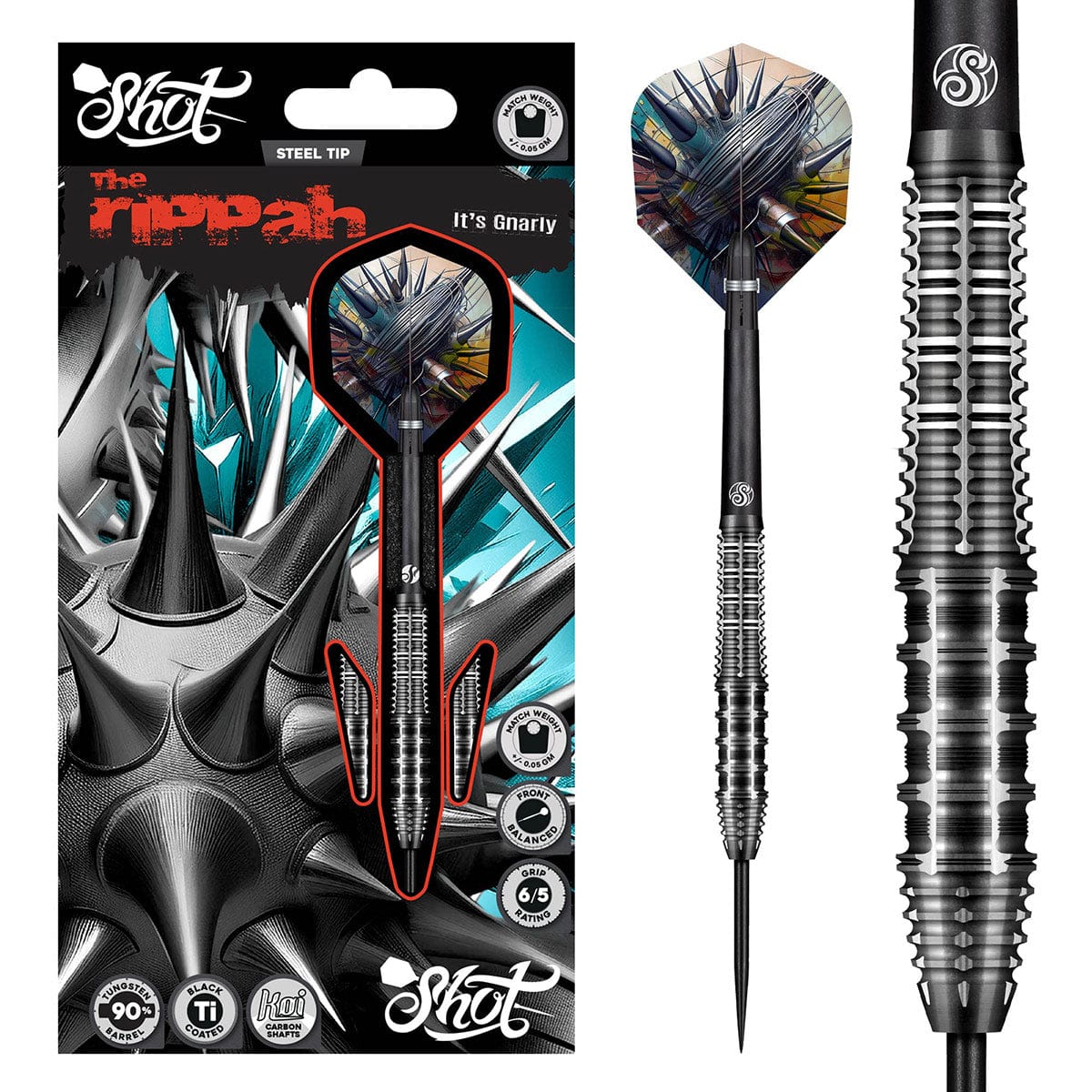Gnarly Rippah Steel Tip Dart Set - 90% Tungsten Barrels