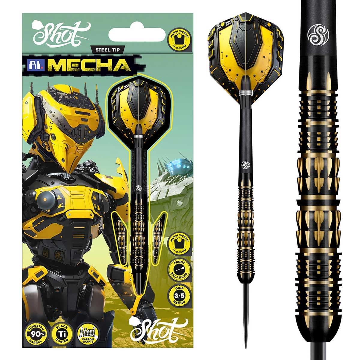 AI Mecha Steel Tip Dart Set - 90% Tungsten Barrels