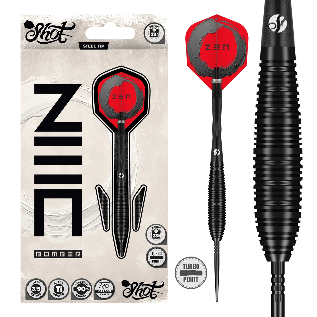 Zen Bomber Steel Tip Dart Set - 90% Tungsten Barrels