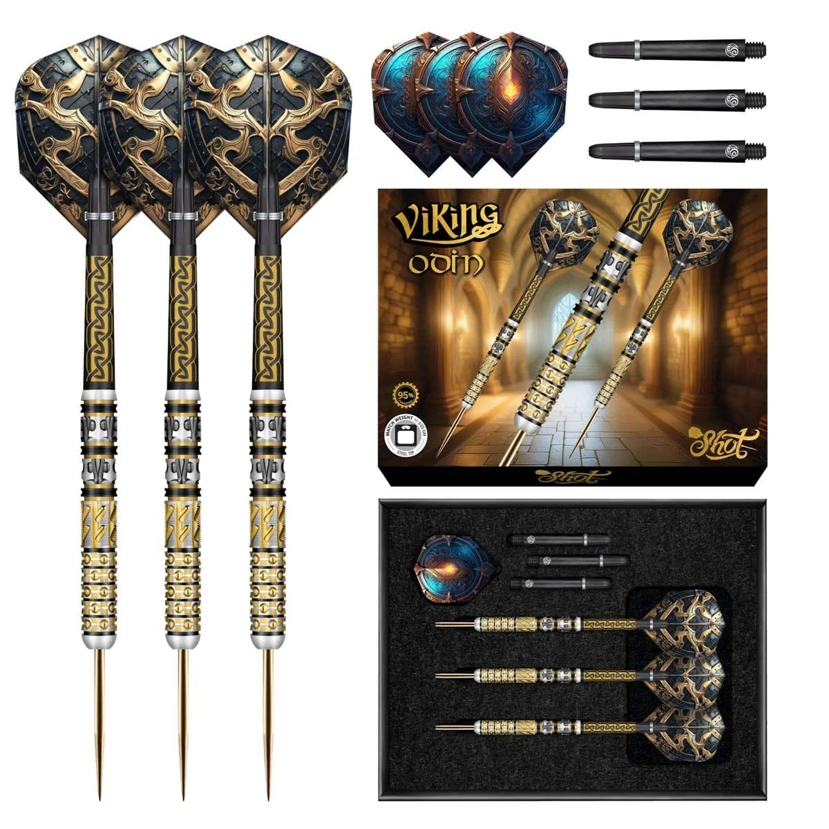 Viking Odin Steel Tip Dart Set - 95% Tungsten Barrels