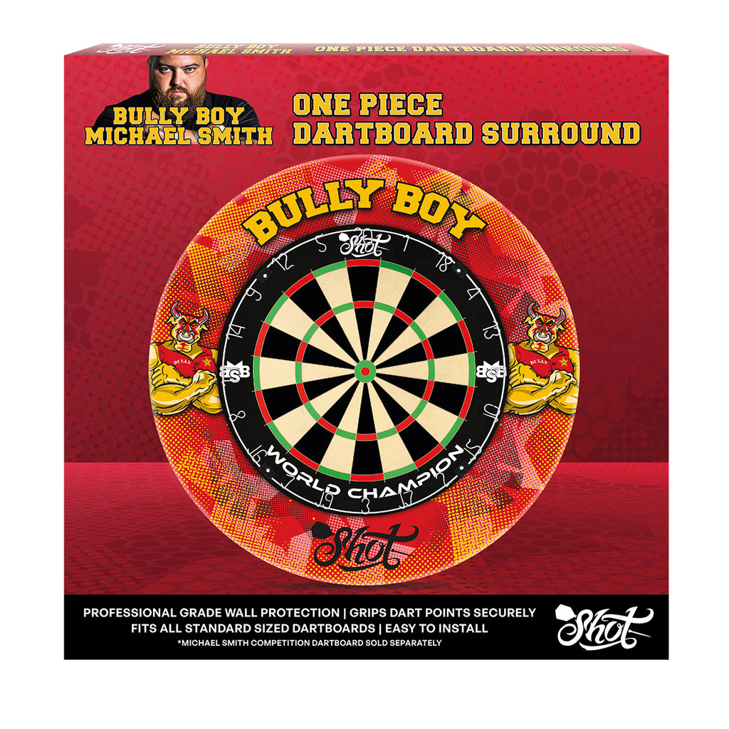 Shot Bully Boy Michael Smith 1 Piece Dartboard Surround-Red