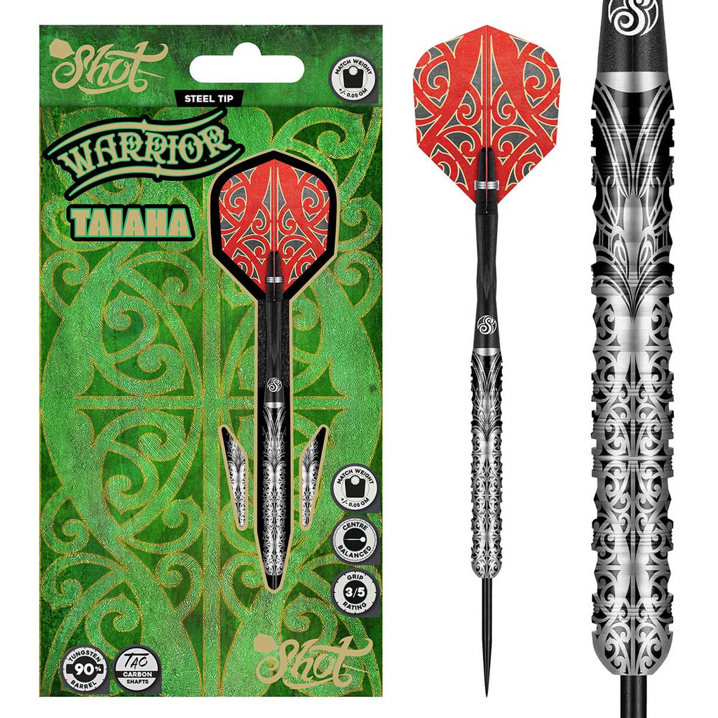 Warrior Taiaha Steel Tip Dart Set - 90% Tungsten Barrels