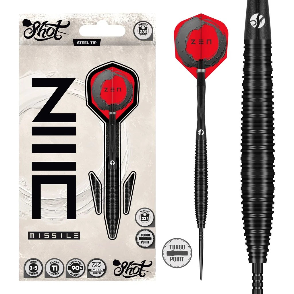 Zen Missile Steel Tip Dart Set - 90% Tungsten Barrels