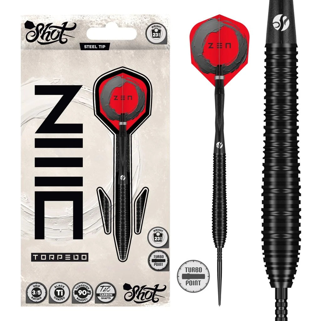 Zen Torpedo Steel Tip Dart Set - 90% Tungsten Barrels