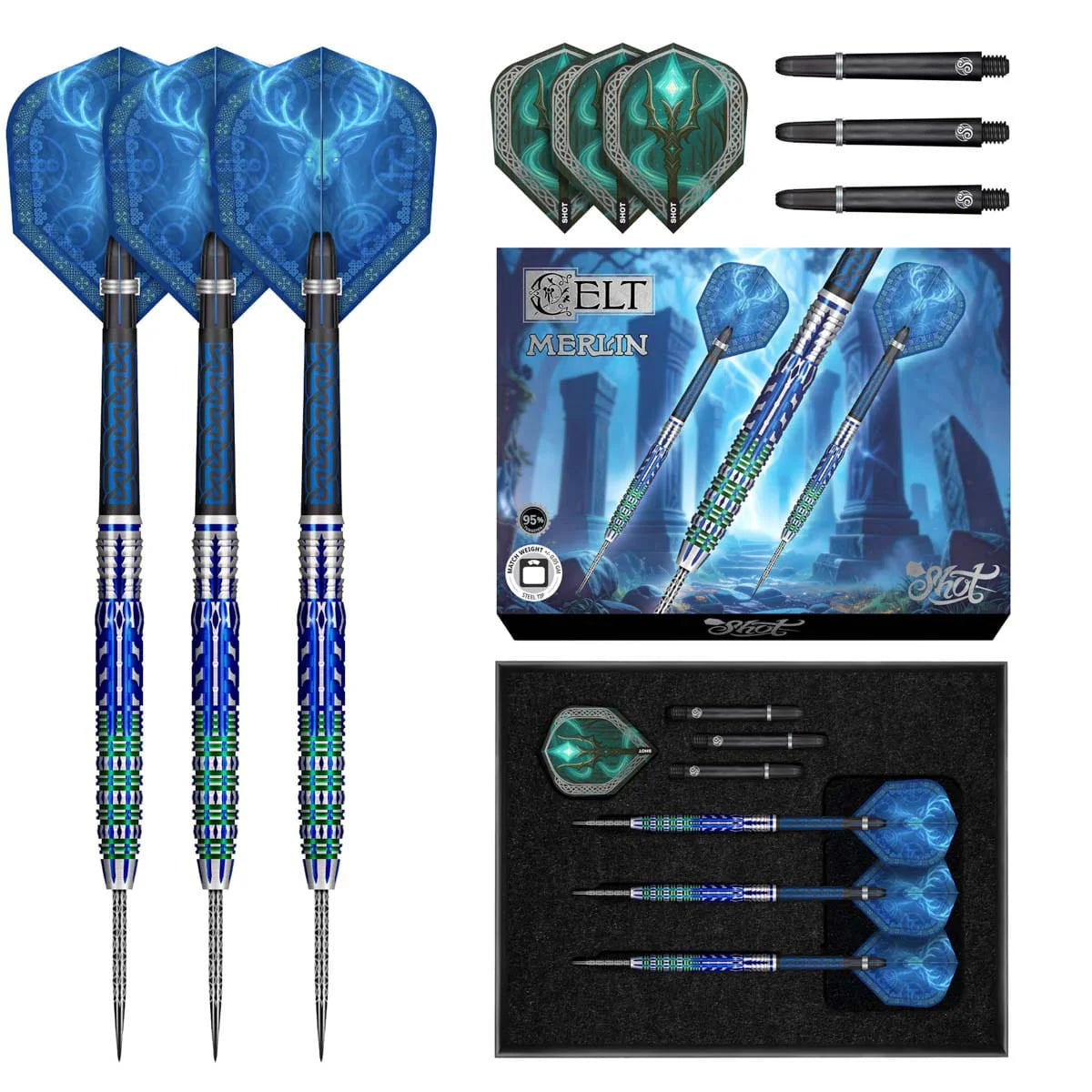 Celt Merlin Steel Tip Dart Set-95% Tungsten Barrels